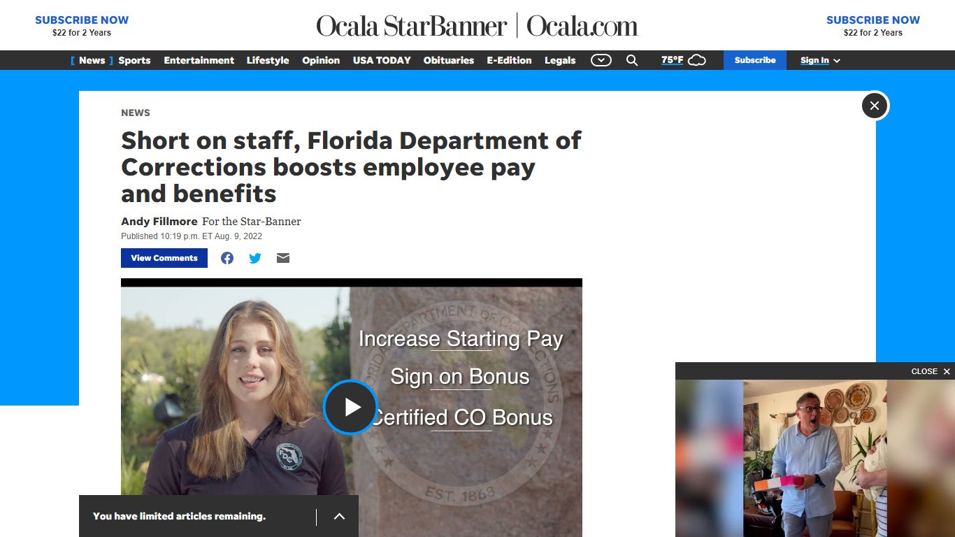 Short on staff, Florida Department of Corrections boosts employee pay ...